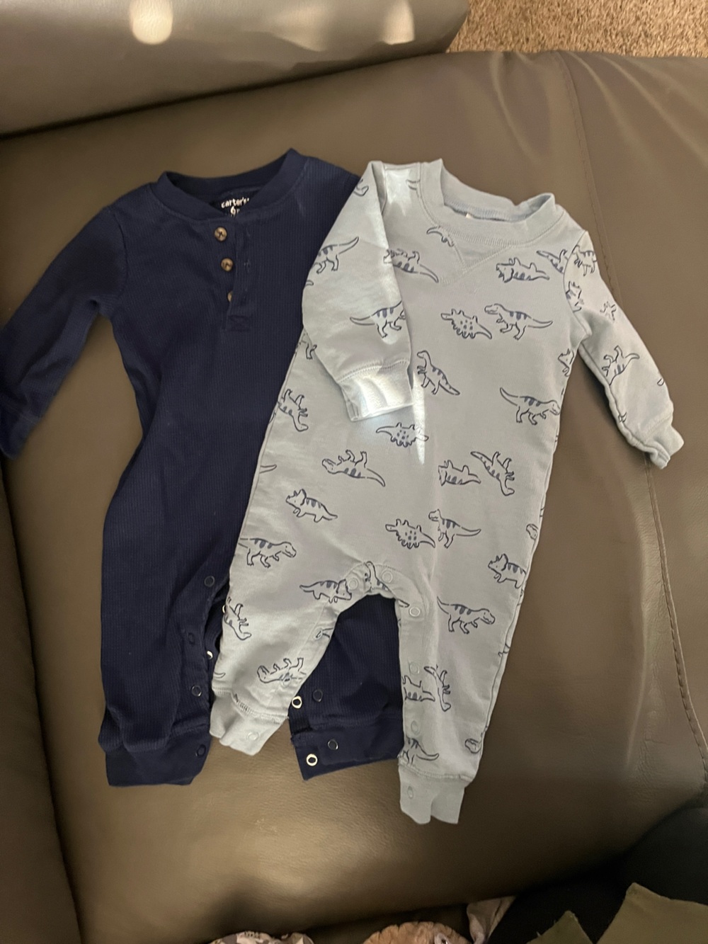 Carter's Navy Henley and Light Blue Dino Print Two-Piece Set